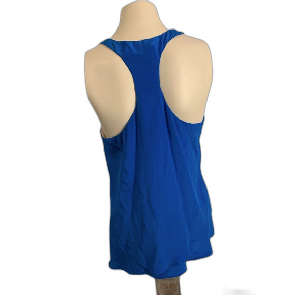 Lavendar Brown Womens Tank Top Blue Silk V Neck Racerback Size Small - Picture 2 of 13
